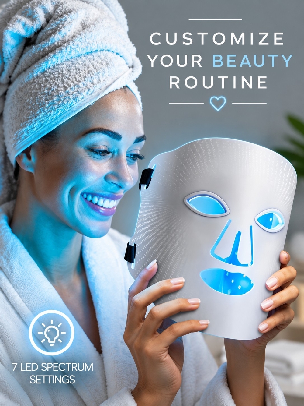 ICON Beauty Red Light LED Face Mask 7 Color Modes NIB W/ Free Creme Shop Lippie - Picture 6 of 7